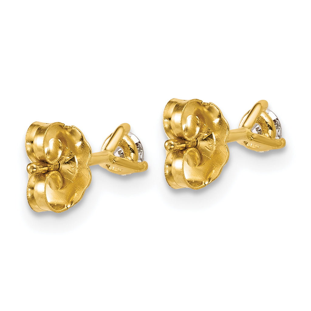 14K Yellow Gold 1/4 ct Certified Lab-Created Diamond VS/SI+ G+, 3-Prong Stud Earrings