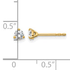 14K Yellow Gold 1/4 ct Certified Lab-Created Diamond VS+ F+, 3-Prong Stud Earrings
