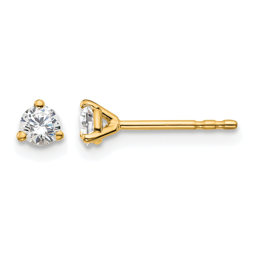 14K Yellow Gold 1/4 ct Certified Lab-Created Diamond VS/SI+ G+, 3-Prong Stud Earrings