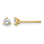 14K Yellow Gold 1/4 ct Certified Lab-Created Diamond VS/SI+ G+, 3-Prong Stud Earrings