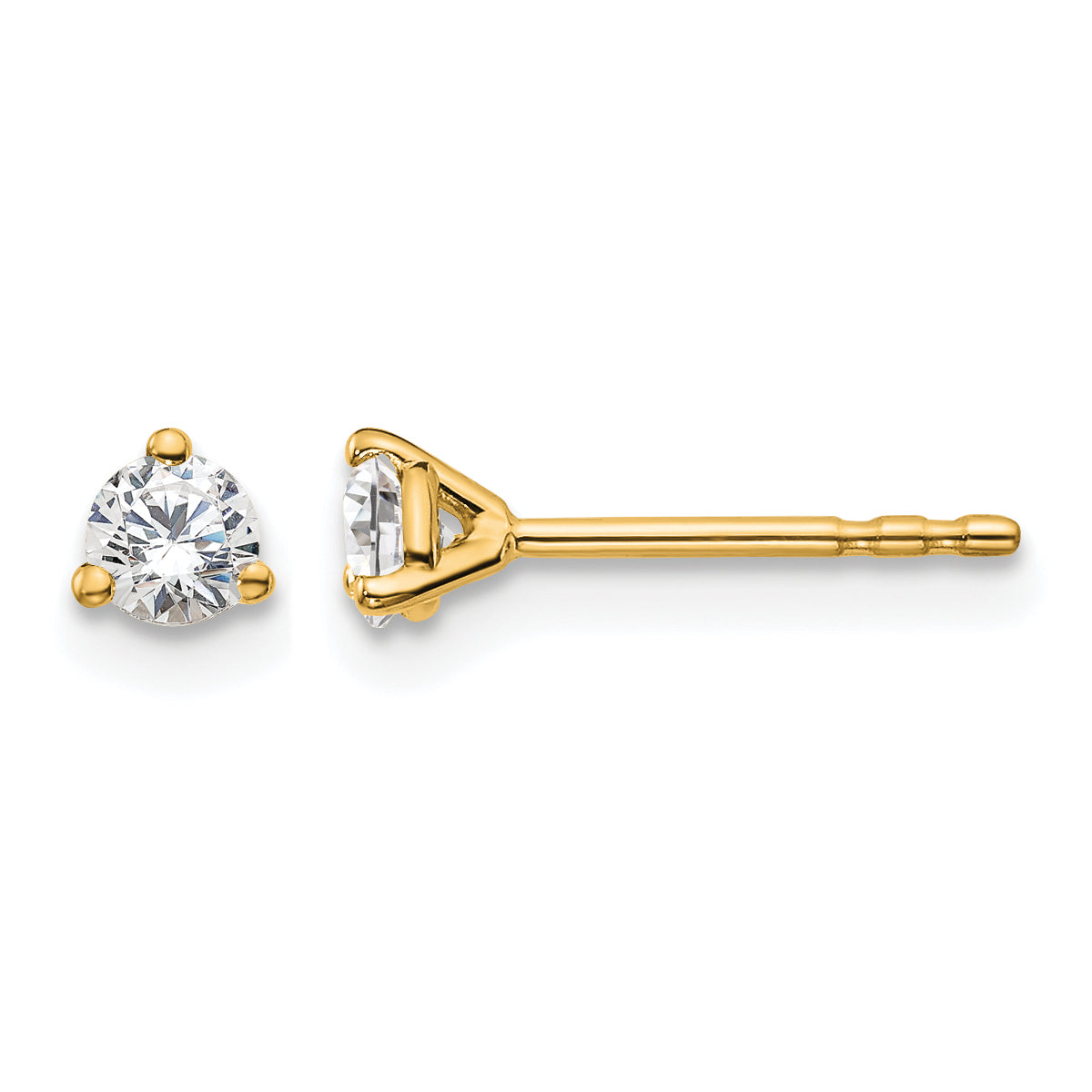 14K Yellow Gold 1/4 ct Lab-Created Diamond VS/SI+ G+, 3-Prong Stud Earrings Main image