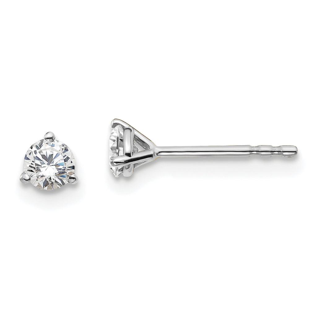 18K White Gold 1/3 ct Lab-Created Diamond VS+ F+, 3-Prong Stud Earrings