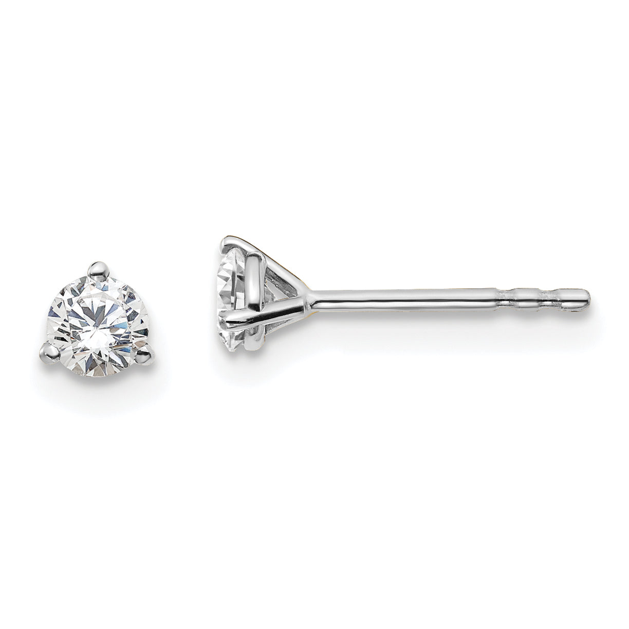 18K White Gold 1/3 ct Lab-Created Diamond VS+ F+, 3-Prong Stud Earrings