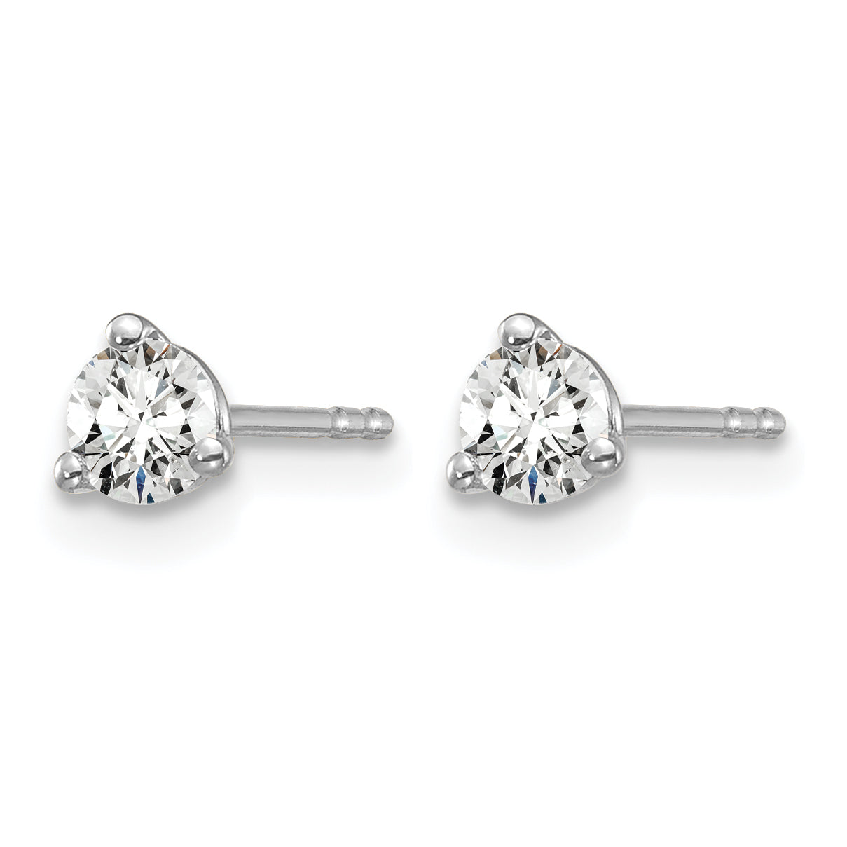 14K White Gold 1/3 ct Certified Lab-Created Diamond VS+ F+, 3-Prong Stud Earrings