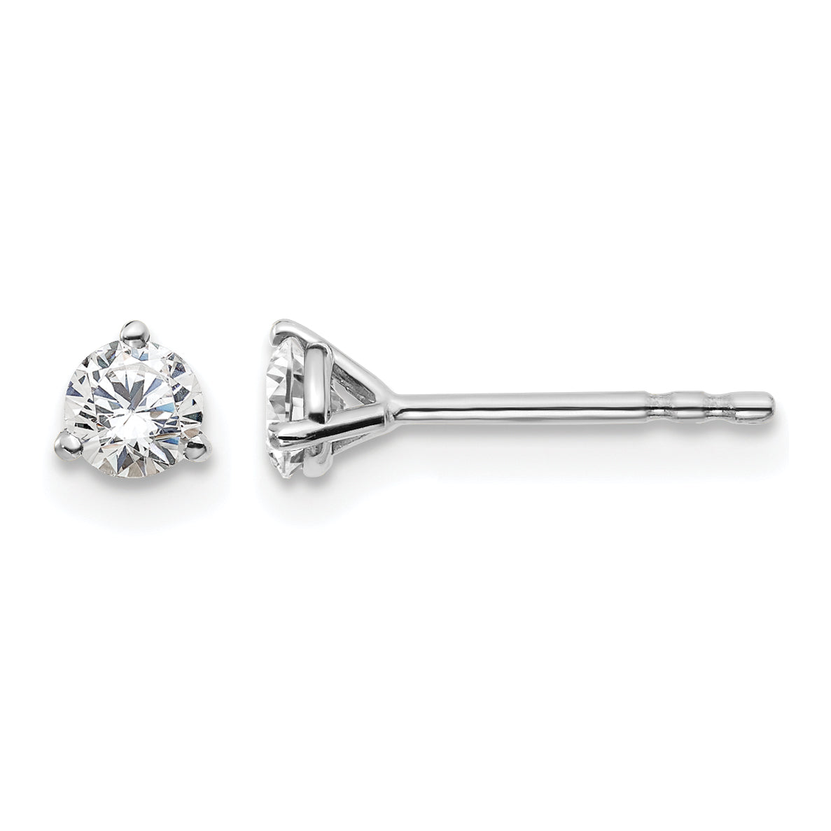 14K White Gold 1/3 ct Certified Lab-Created Diamond VS+ F+, 3-Prong Stud Earrings