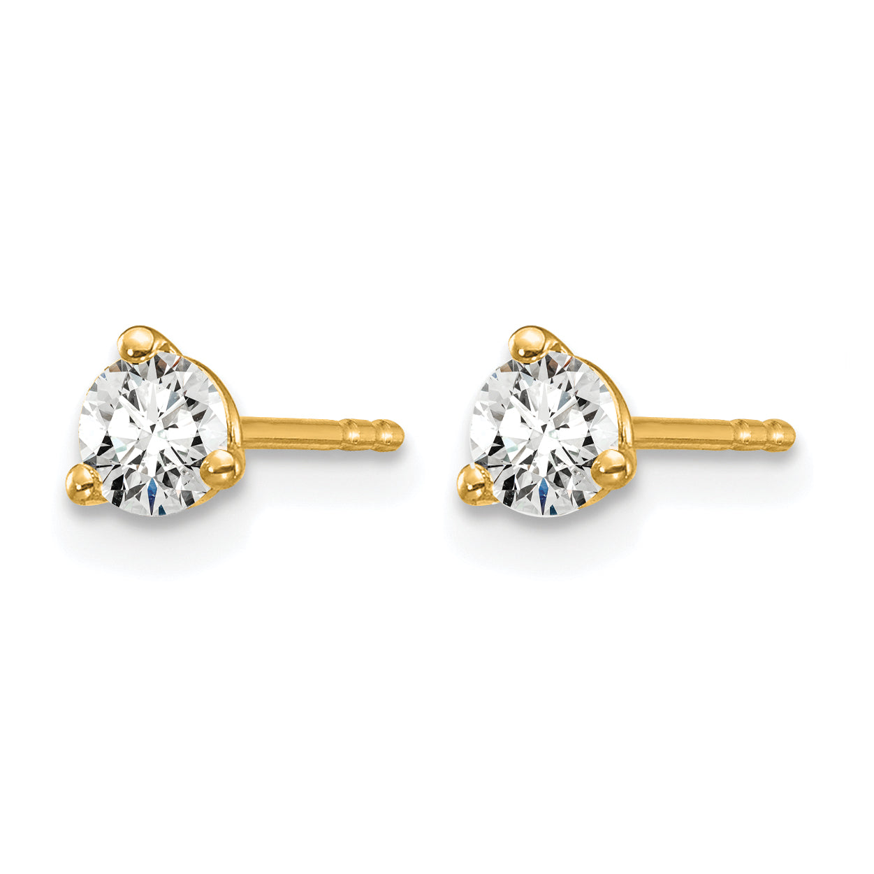14K Yellow Gold 1/3 ct Certified Lab-Created Diamond VS/SI+ G+, 3-Prong Stud Earrings