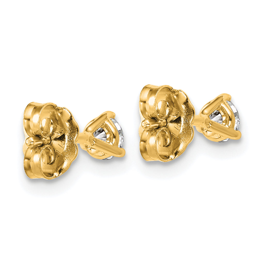 14K Yellow Gold 1/3 ct Lab-Created Diamond VS/SI+ G+, 3-Prong Stud Earrings