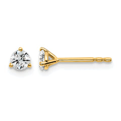 14k 1/3 carat Certified Lab Grown Diamond VS+ F+ Round Complete Three Prong Stud Earrings
