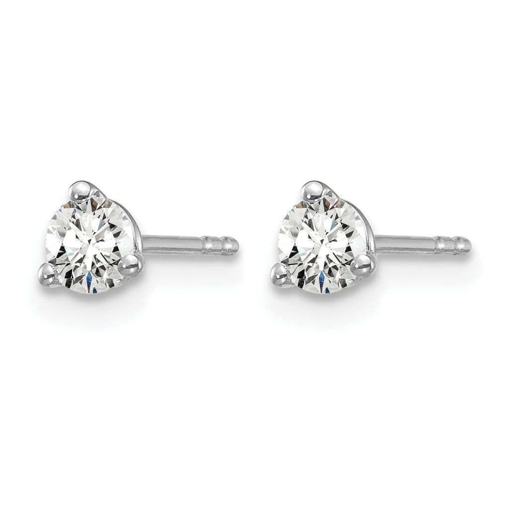 14K White Gold 3/8 ct Lab-Created Diamond VS/SI+ G+, 3-Prong Stud Earrings