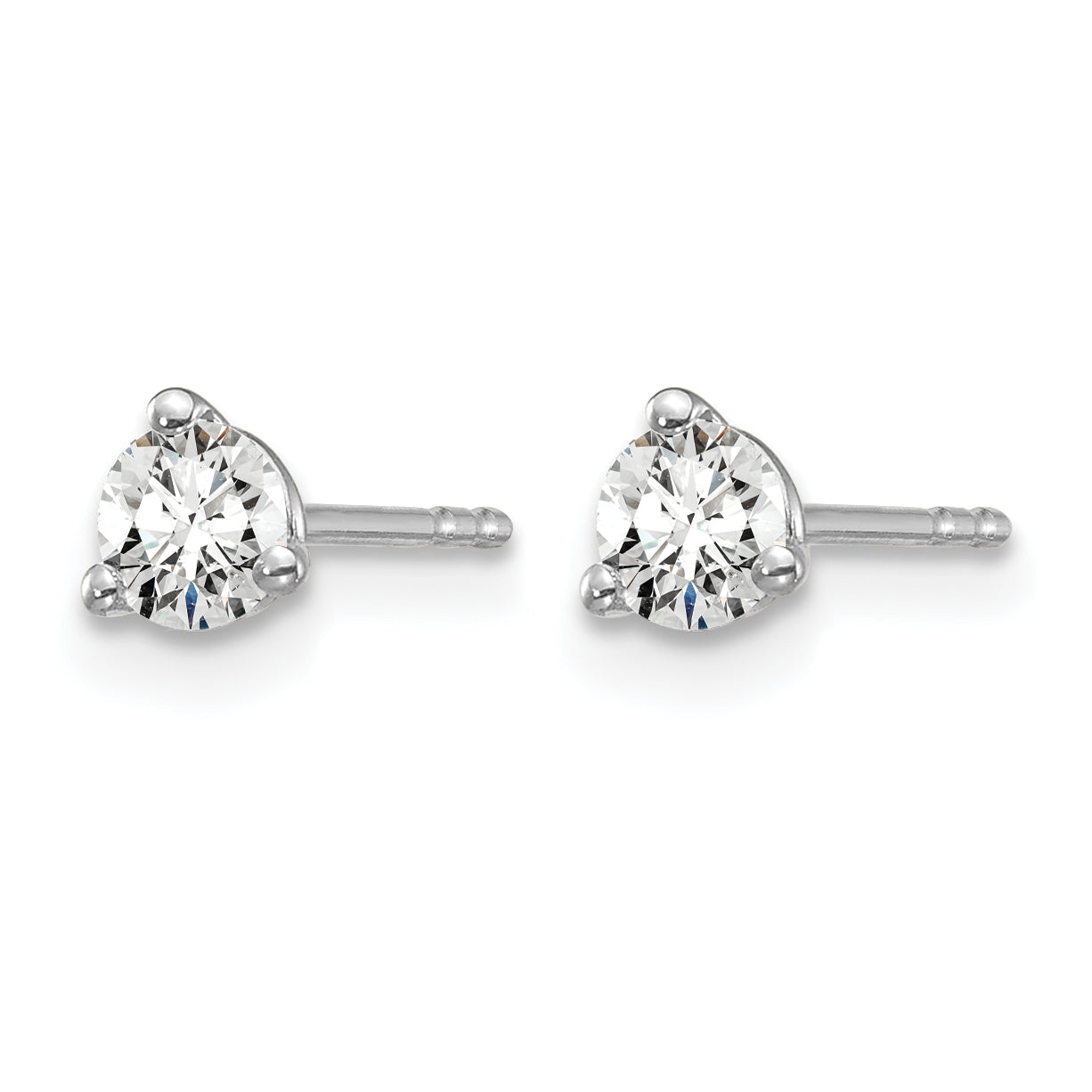 14K White Gold 3/8 ct Lab-Created Diamond VS/SI+ G+, 3-Prong Stud Earrings