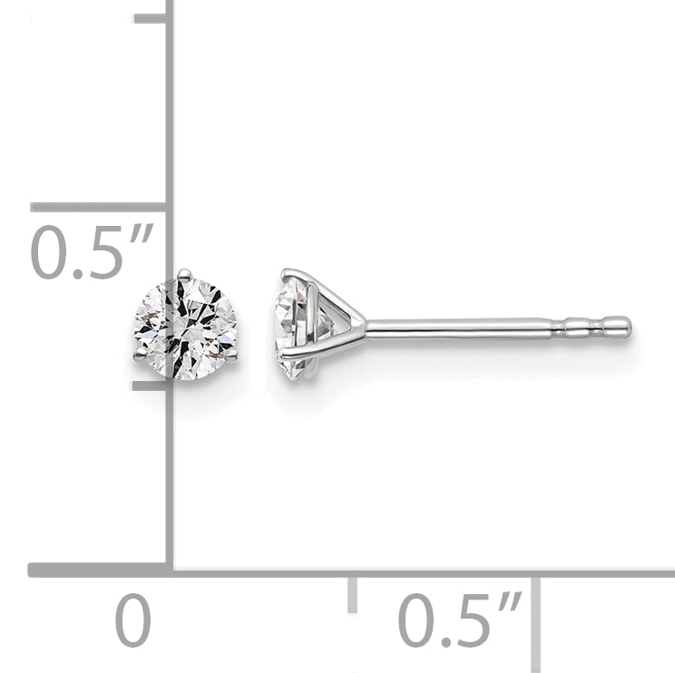 14K White Gold 3/8 ct Lab-Created Diamond VS/SI+ G+, 3-Prong Stud Earrings