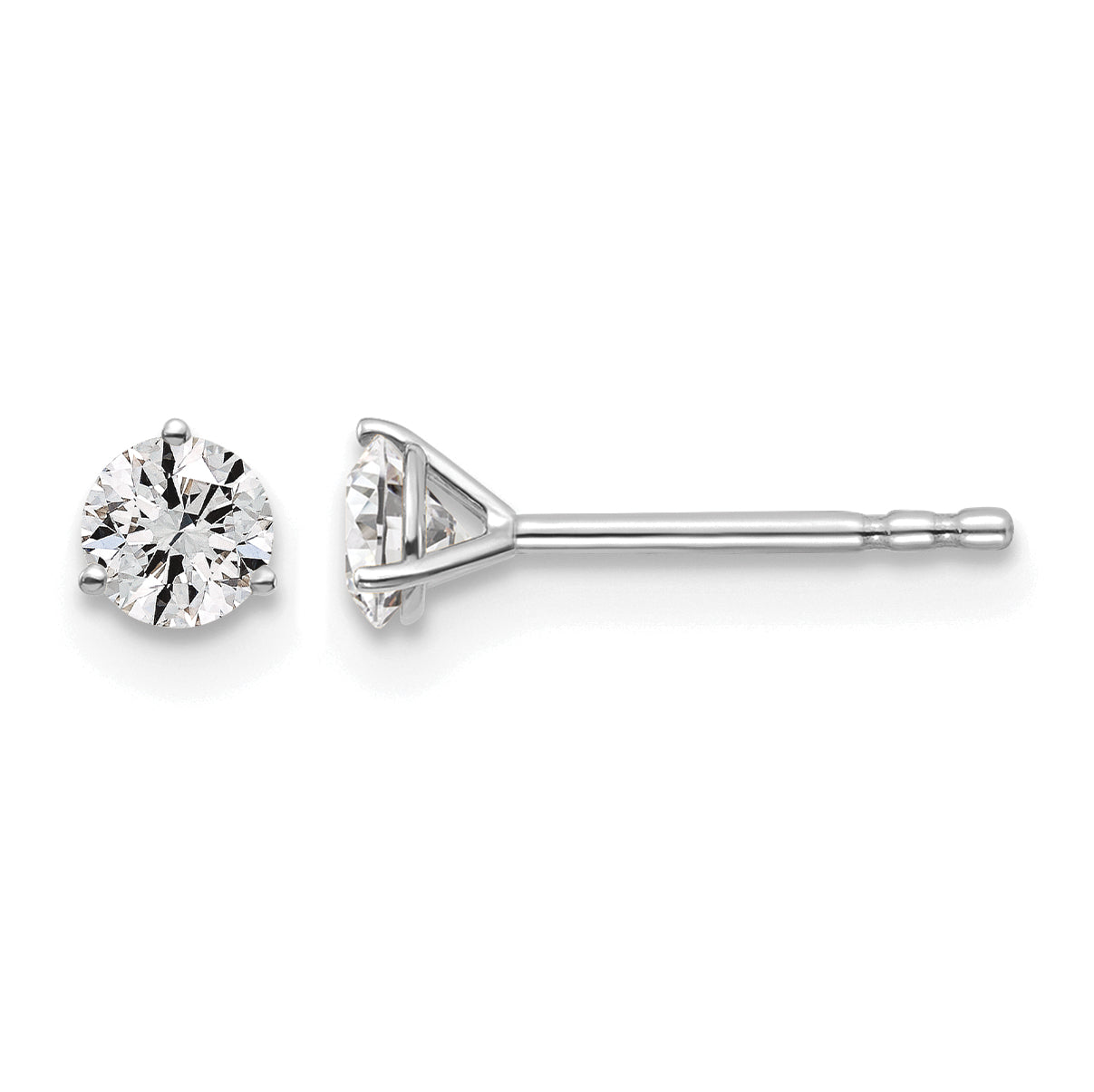 14K White Gold 3/8 ct Lab-Created Diamond VS/SI+ G+, 3-Prong Stud Earrings