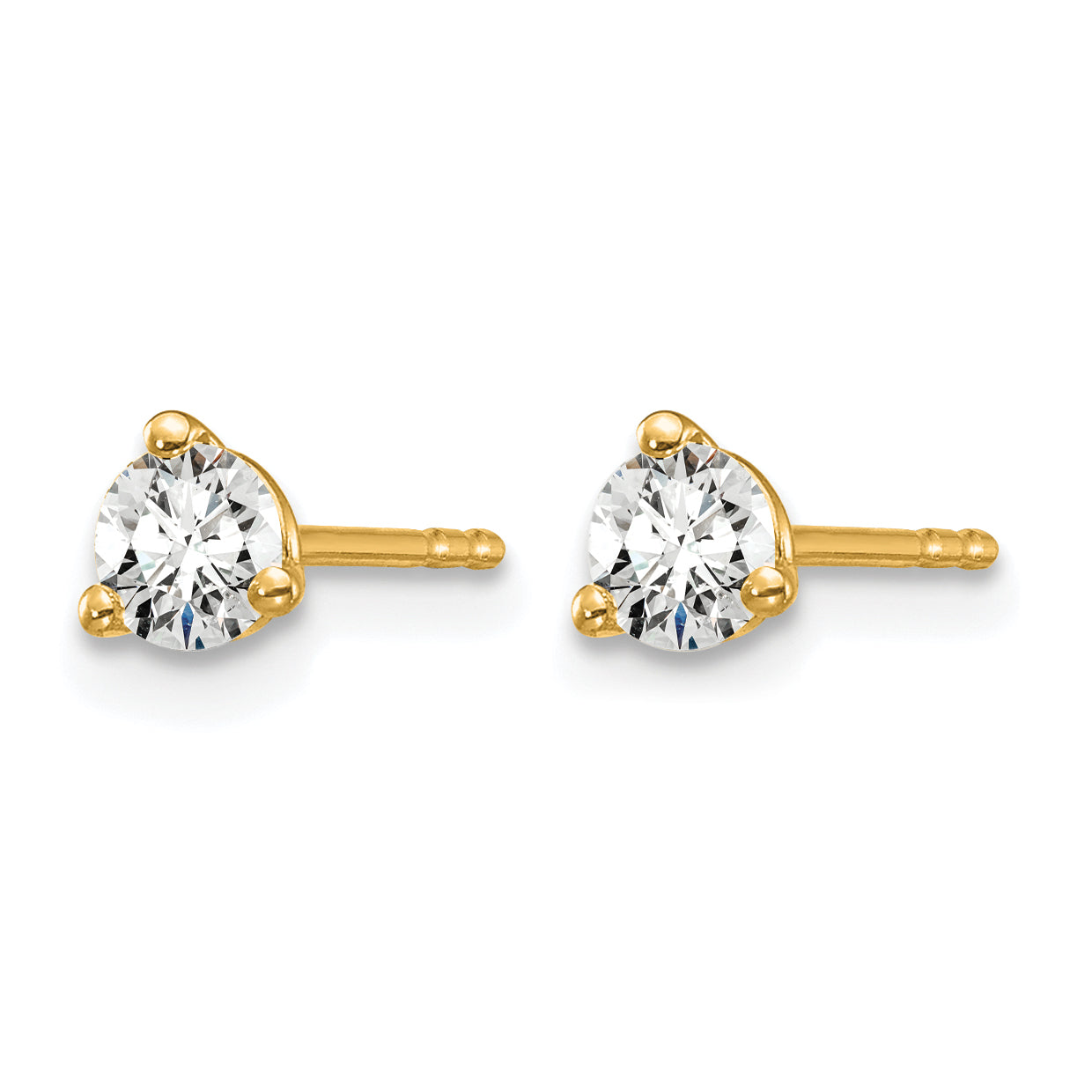 14K Yellow Gold 3/8 ct Lab-Created Diamond VS/SI+ G+, 3-Prong Stud Earrings Secondary image