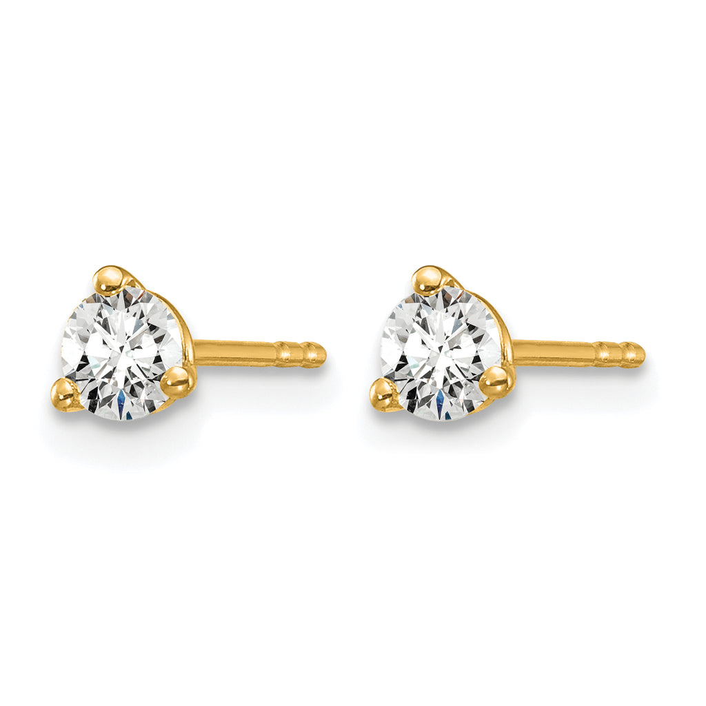 14K Yellow Gold 3/8 ct Lab-Created Diamond VS/SI+ G+, 3-Prong Stud Earrings