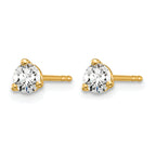 14K Yellow Gold 3/8 ct Lab-Created Diamond VS/SI+ G+, 3-Prong Stud Earrings