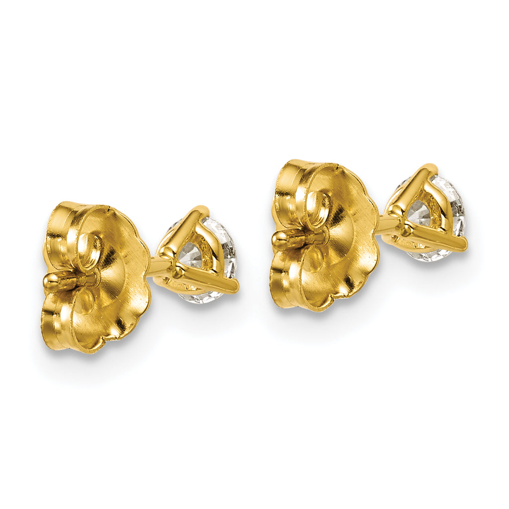 14K Yellow Gold 3/8 ct Lab-Created Diamond VS/SI+ G+, 3-Prong Stud Earrings