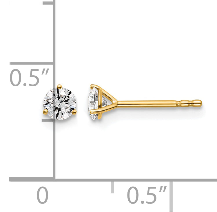 14K Yellow Gold 3/8 ct Lab-Created Diamond VS/SI+ G+, 3-Prong Stud Earrings