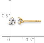 14K Yellow Gold 3/8 ct Lab-Created Diamond VS/SI+ G+, 3-Prong Stud Earrings