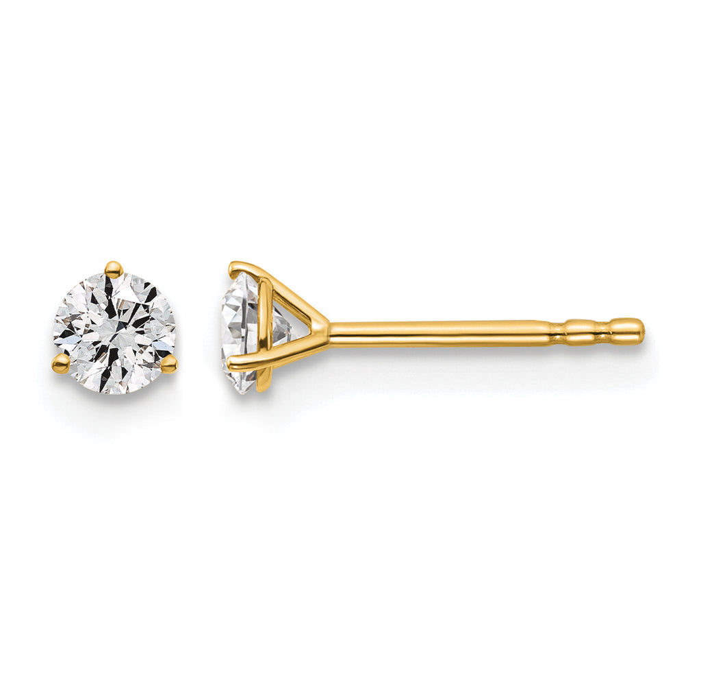 14K Yellow Gold 3/8 ct Lab-Created Diamond VS/SI+ G+, 3-Prong Stud Earrings