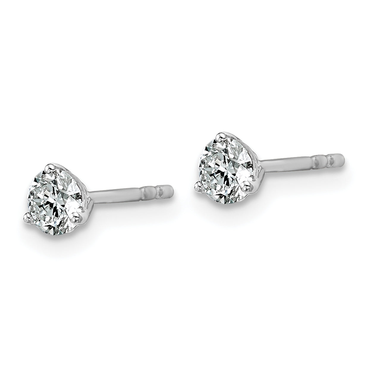 18k White Gold 1/2 carat Lab Grown Diamond VS+ F+ Round Complete Three Prong Stud Earrings Secondary image