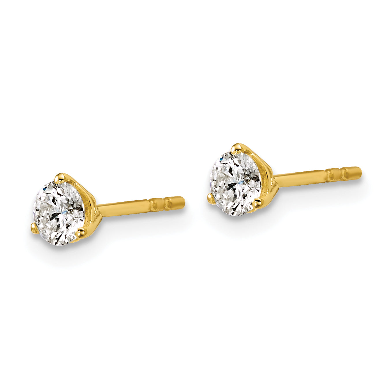 18K Yellow Gold 1/2 ct Certified Lab-Created Diamond VS+ F+, 3-Prong Stud Earrings Secondary image