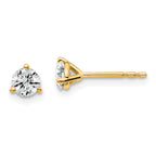 18K Yellow Gold 1/2 ct Certified Lab-Created Diamond VS+ F+, 3-Prong Stud Earrings