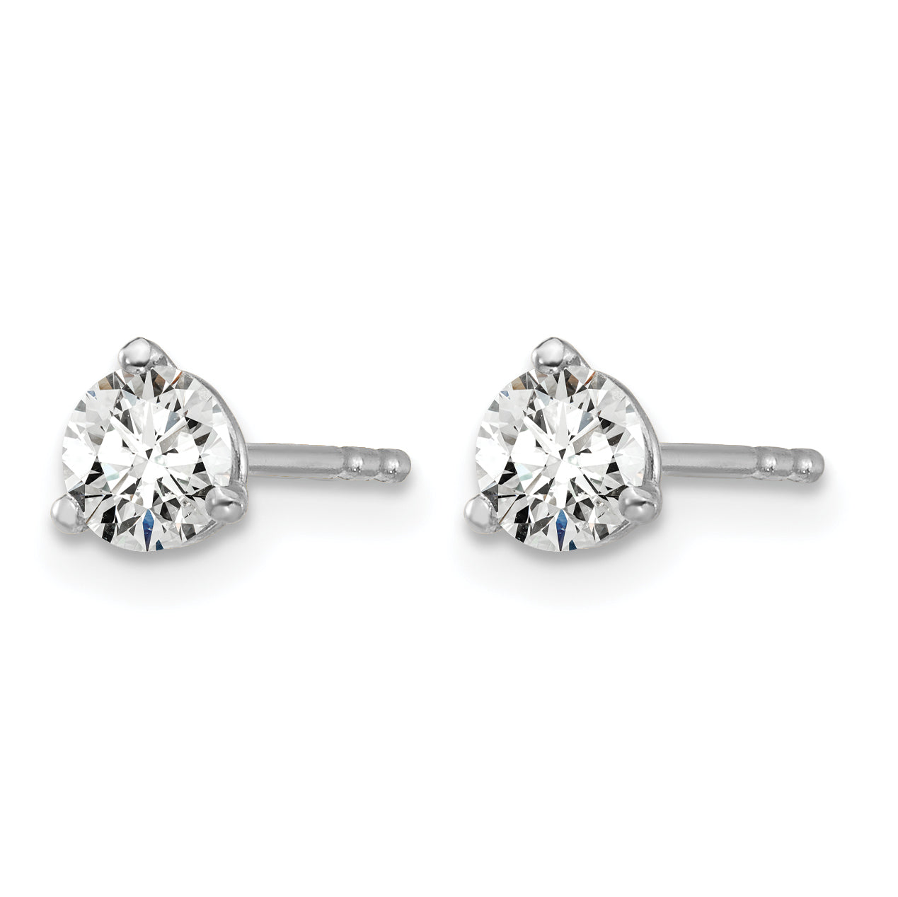 14K White Gold 1/2 ct Lab-Created Diamond VS+ F+, 3-Prong Stud Earrings