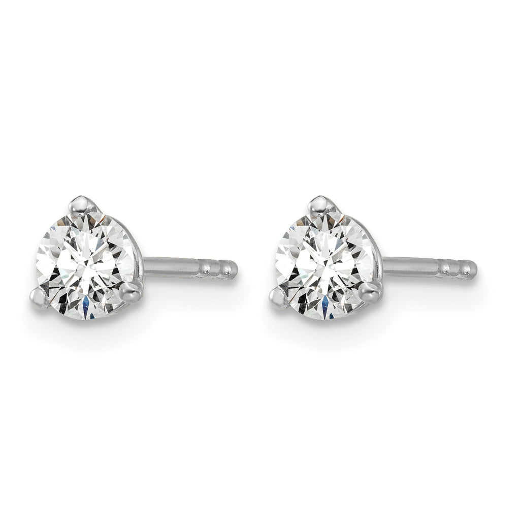 14K White Gold 1/2 ct Lab-Created Diamond VS/SI+ G+, 3-Prong Stud Earrings