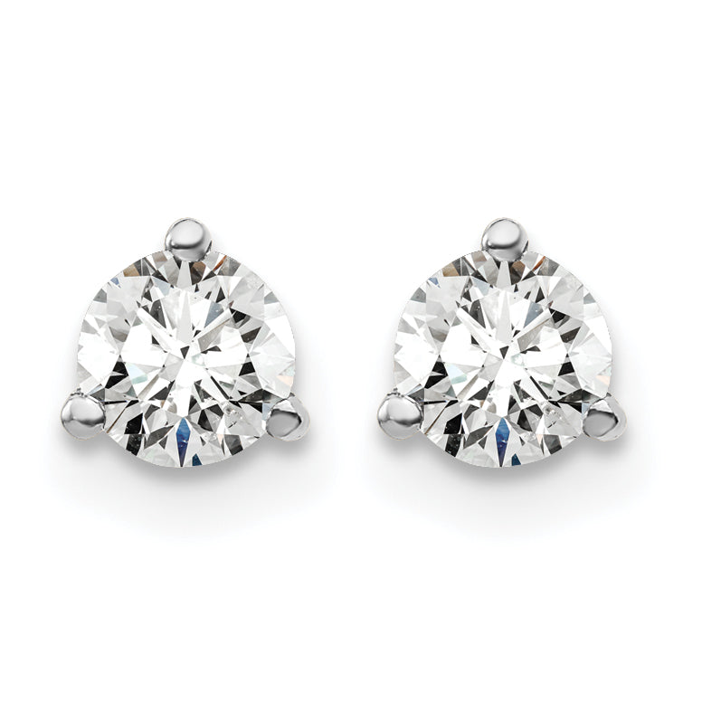 14K White Gold 1/2 ct Certified Lab-Created Diamond VS+ F+, 3-Prong Stud Earrings