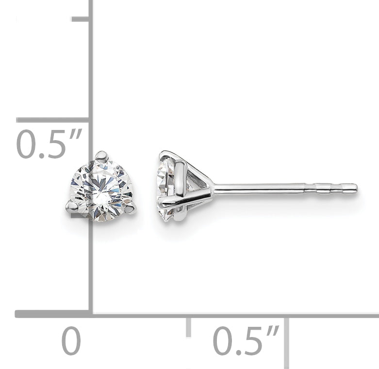 14K White Gold 1/2 ct Certified Lab-Created Diamond VS+ F+, 3-Prong Stud Earrings