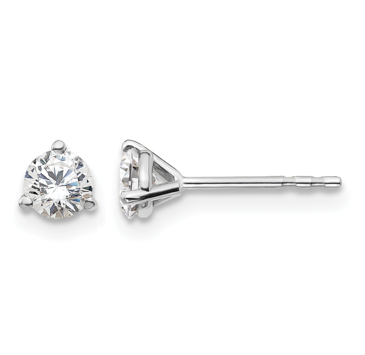 14K White Gold 1/2 ct Certified Lab-Created Diamond VS/SI+ G+, 3-Prong Stud Earrings
