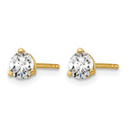 14K Yellow Gold 1/2 ct Certified Lab-Created Diamond VS+ F+, 3-Prong Stud Earrings