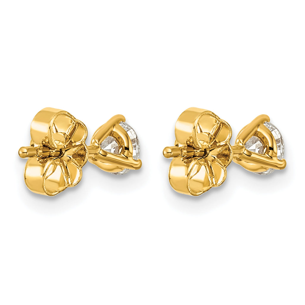 14K Yellow Gold 1/2 ct Certified Lab-Created Diamond VS+ F+, 3-Prong Stud Earrings