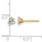 14K Yellow Gold 1/2 ct Certified Lab-Created Diamond VS/SI+ G+, 3-Prong Stud Earrings