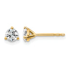 14K Yellow Gold 1/2 ct Certified Lab-Created Diamond VS/SI+ G+, 3-Prong Stud Earrings