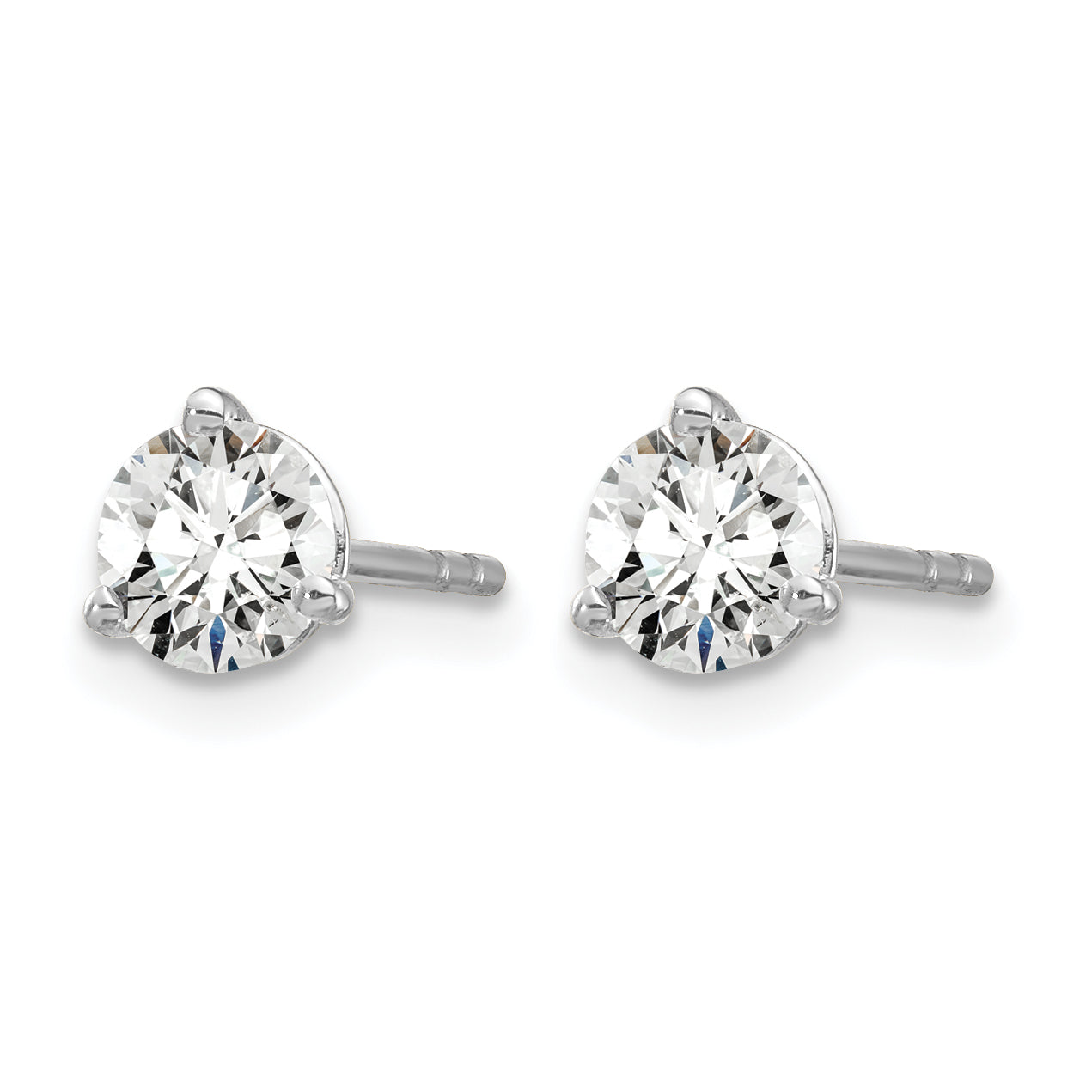 14K White Gold 5/8 ct Certified Lab-Created Diamond VS+ F+, 3-Prong Stud Earrings