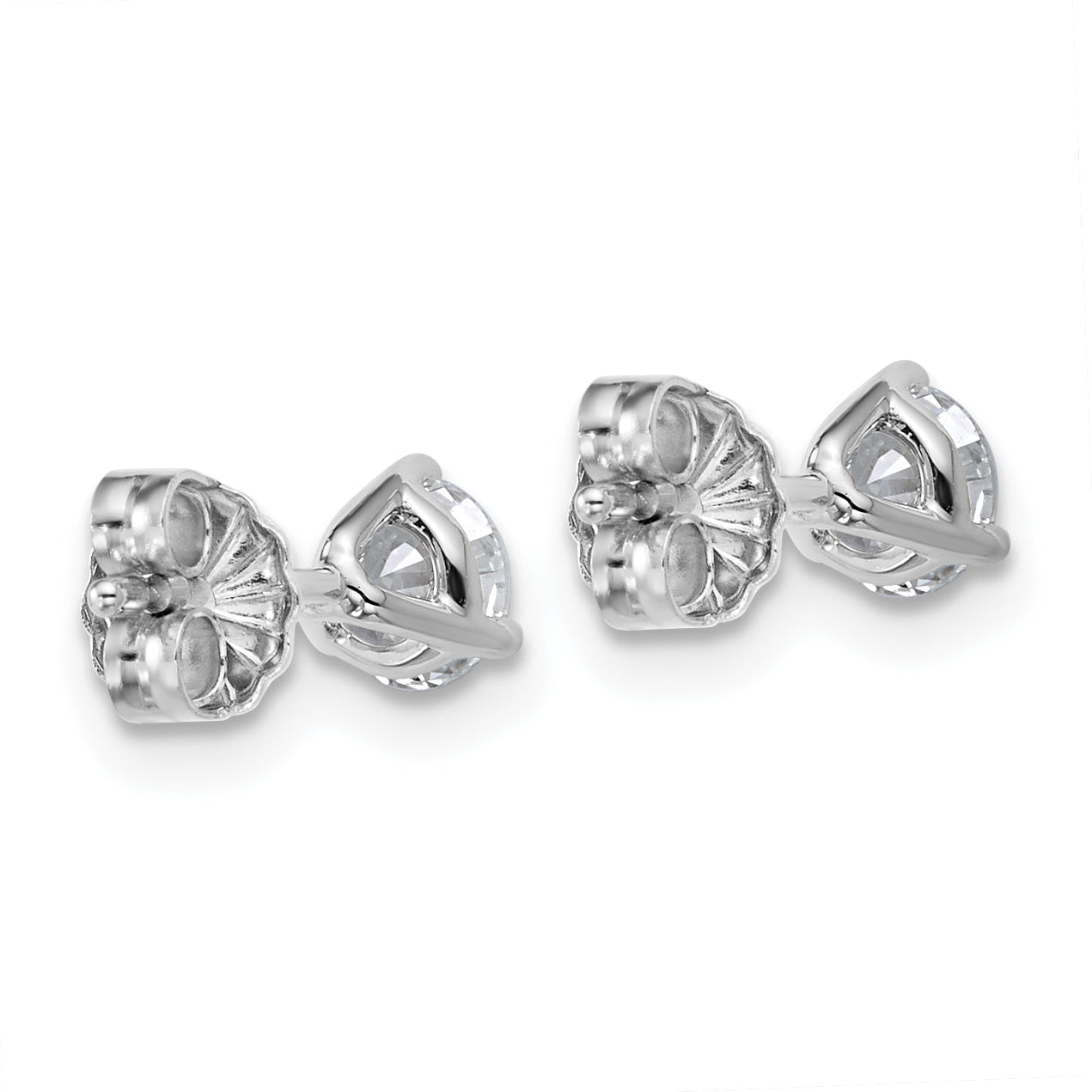14K White Gold 5/8 ct Lab-Created Diamond VS+ F+, 3-Prong Stud Earrings
