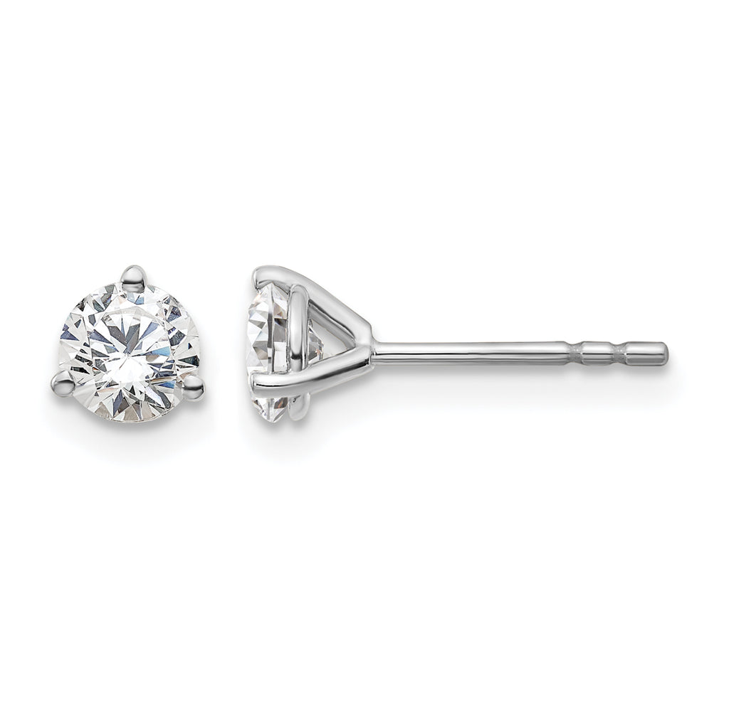 14K White Gold 5/8 ct Lab-Created Diamond VS+ F+, 3-Prong Stud Earrings