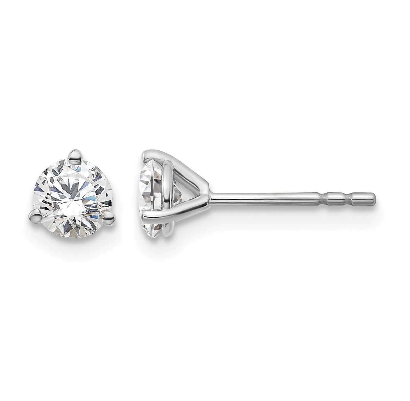 14K White Gold 5/8 ct Lab-Created Diamond VS/SI+ G+, 3-Prong Stud Earrings Main image