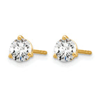 14K Yellow Gold 5/8 ct Certified Lab-Created Diamond VS+ F+, 3-Prong Stud Earrings