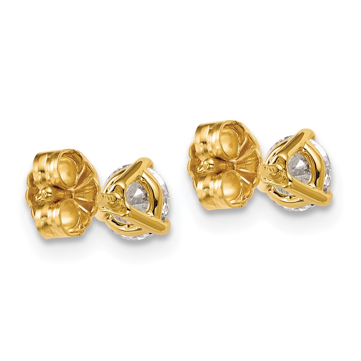 14K Yellow Gold 5/8 ct Lab-Created Diamond VS/SI+ G+, 3-Prong Stud Earrings