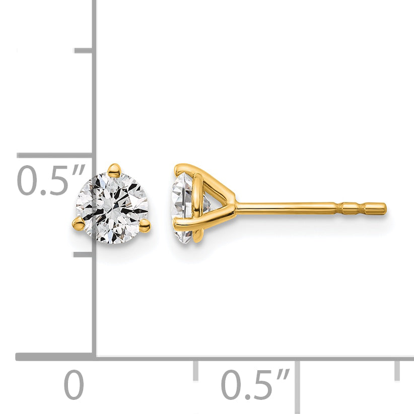 14K Yellow Gold 5/8 ct Lab-Created Diamond VS/SI+ G+, 3-Prong Stud Earrings