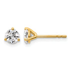 14K Yellow Gold 5/8 ct Certified Lab-Created Diamond VS+ F+, 3-Prong Stud Earrings