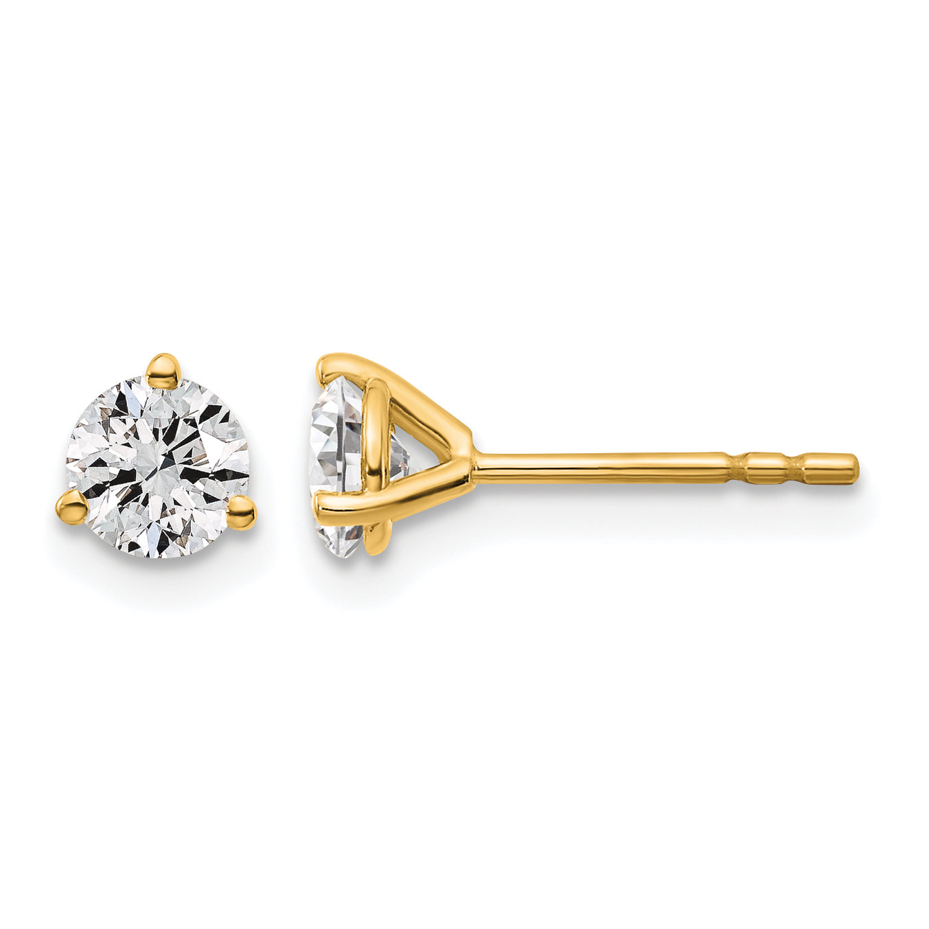 14K Yellow Gold 5/8 ct Certified Lab-Created Diamond VS/SI+ G+, 3-Prong Stud Earrings Main image