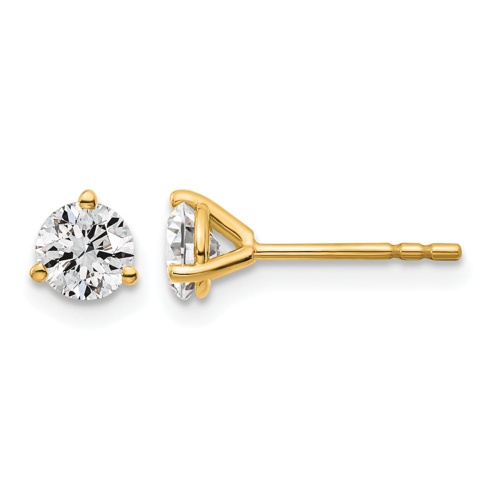14K Yellow Gold 5/8 ct Lab-Created Diamond VS/SI+ G+, 3-Prong Stud Earrings