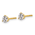 18K Yellow Gold 3/4 ct Certified Lab-Created Diamond VS+ F+, 3-Prong Stud Earrings