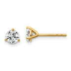 18K Yellow Gold 3/4 ct Certified Lab-Created Diamond VS+ F+, 3-Prong Stud Earrings