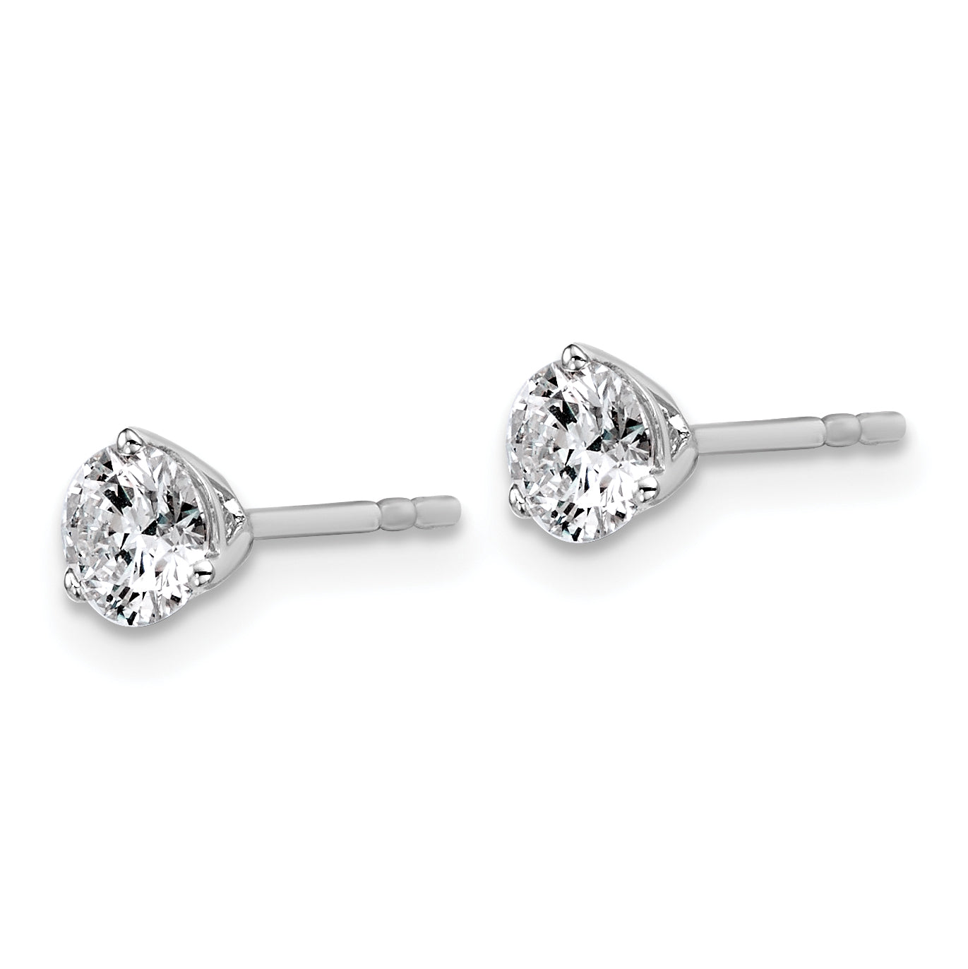 Platinum 3/4 carat Lab Grown Diamond VS+ F+ Round Complete Three Prong Stud Earrings