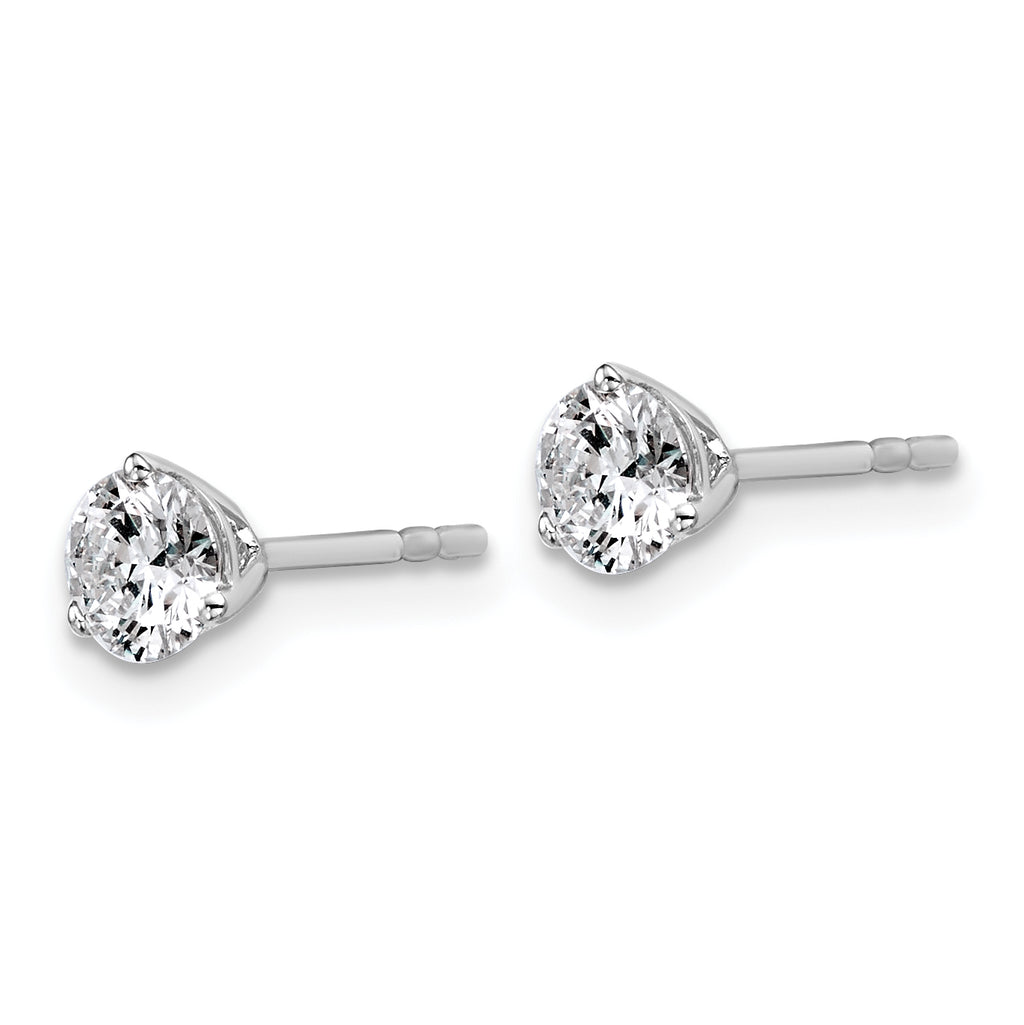 Platinum 3/4 carat Lab Grown Diamond VS+ F+ Round Complete Three Prong Stud Earrings