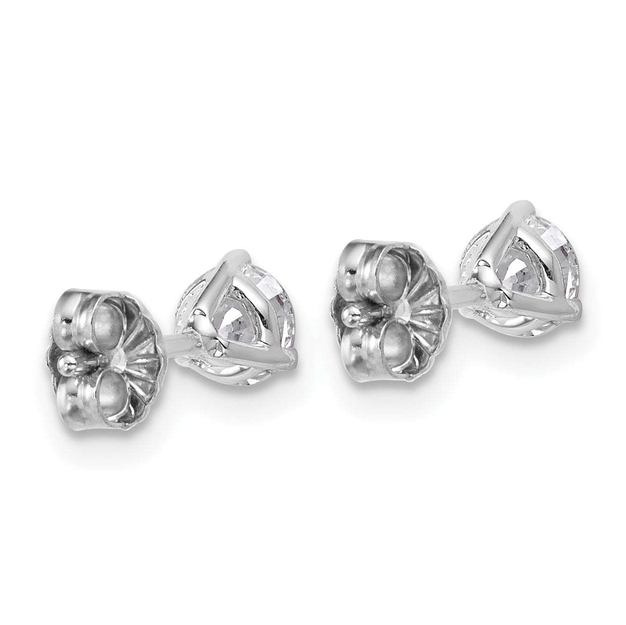 Platinum 3/4 carat Lab Grown Diamond VS+ F+ Round Complete Three Prong Stud Earrings